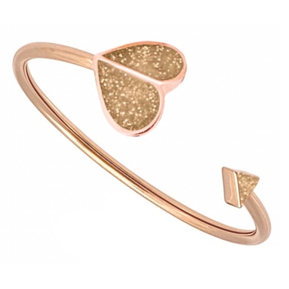 kate spade Jewelry - KATE SPADE • Rose Gold Heritage Heart Gold Glitter Cuff Bracelet